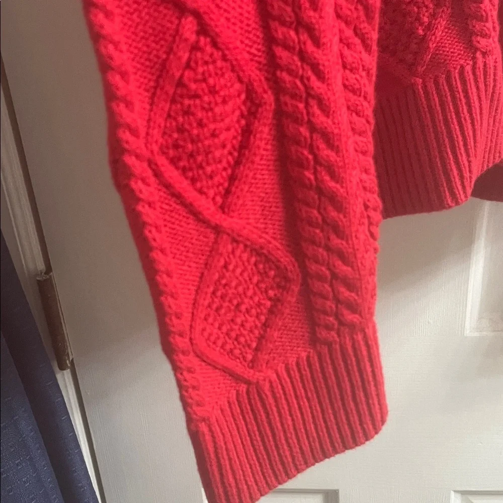 J Crew XL Red Cable Knit Women's Sweater NWT - Picture 5 of 6